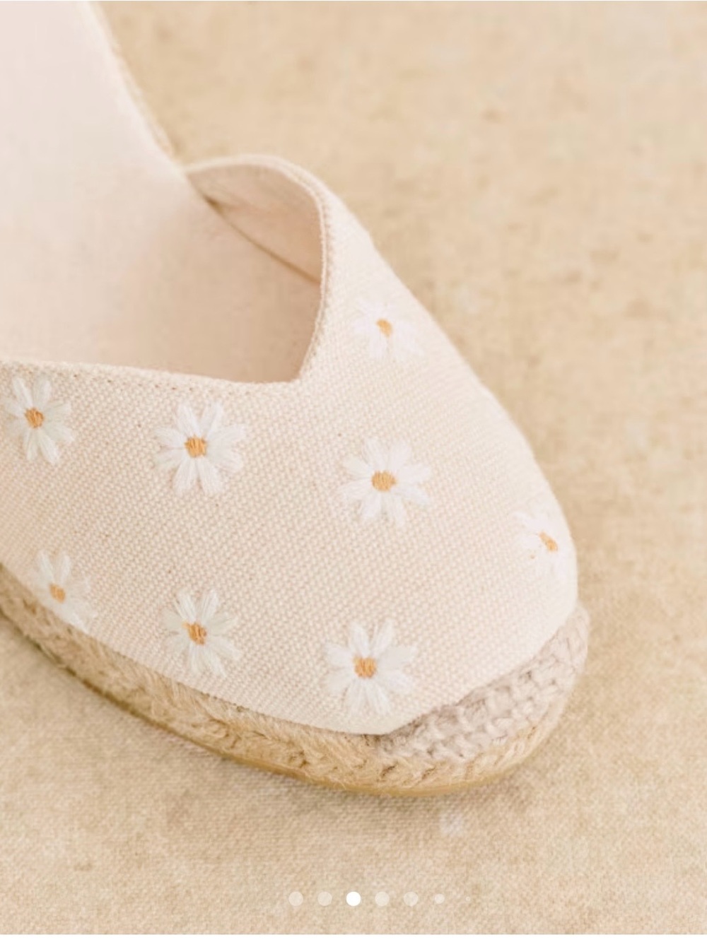 Sezane Beige with embroided daisies Espadrille Platform Sandals - Women